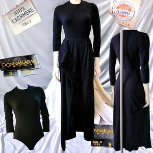 Vintage DKNY 100% Cashmere Body Suit And‎ Wrap Skirt Pant Combo Set S & 8